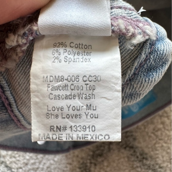 Show Me Your Mumu Fawcett Denim jean Crop Top open back high square neck small - Picture 9 of 10